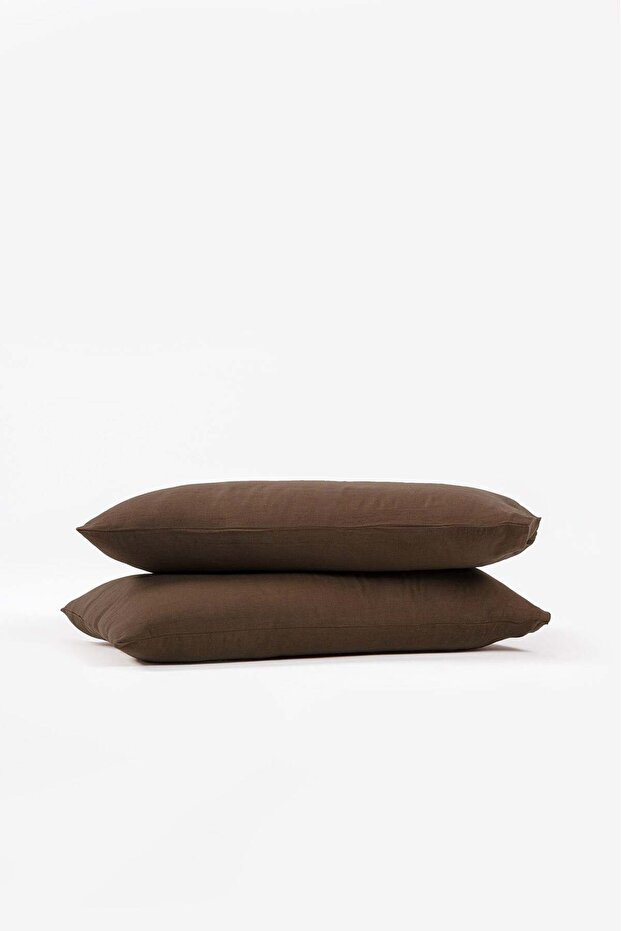 Washed Linen Pillowcase Set of 2 Brown