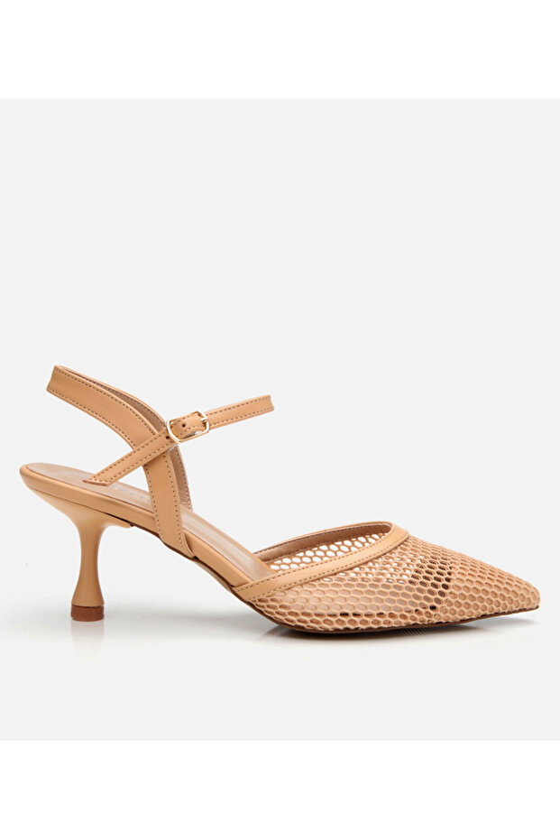 Bej Kadın Fileli Stiletto - 1