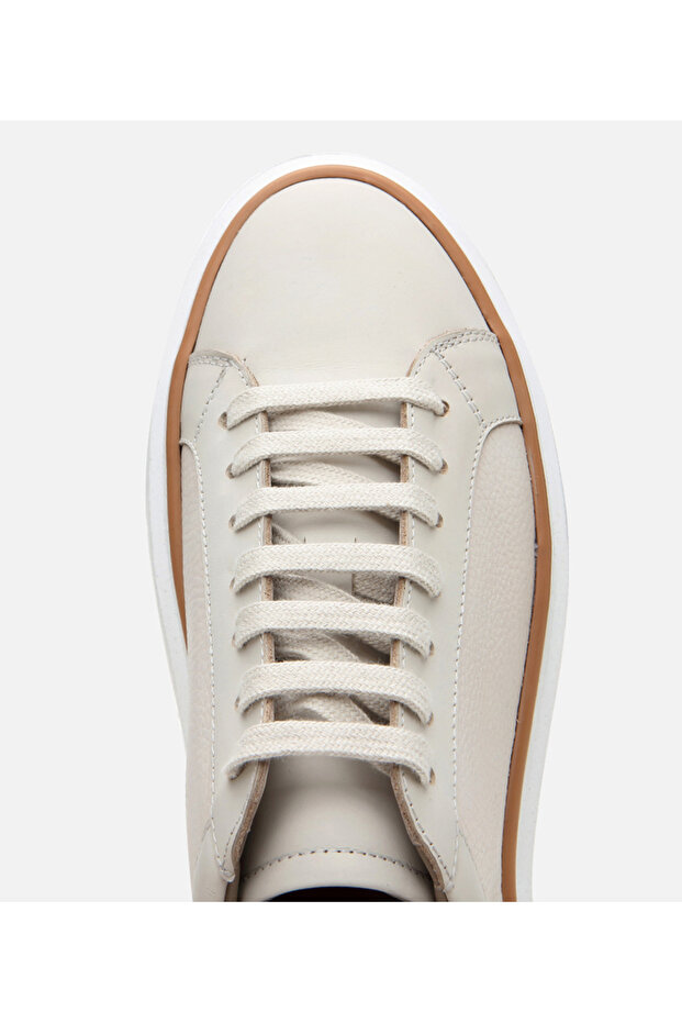 Erkek Deri Bej Hafif Tabanlı Spor Ayakkabı - 5