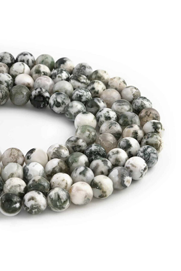 Original Natural Stone a Grade Shiny Moss 8 mm 1 Strand