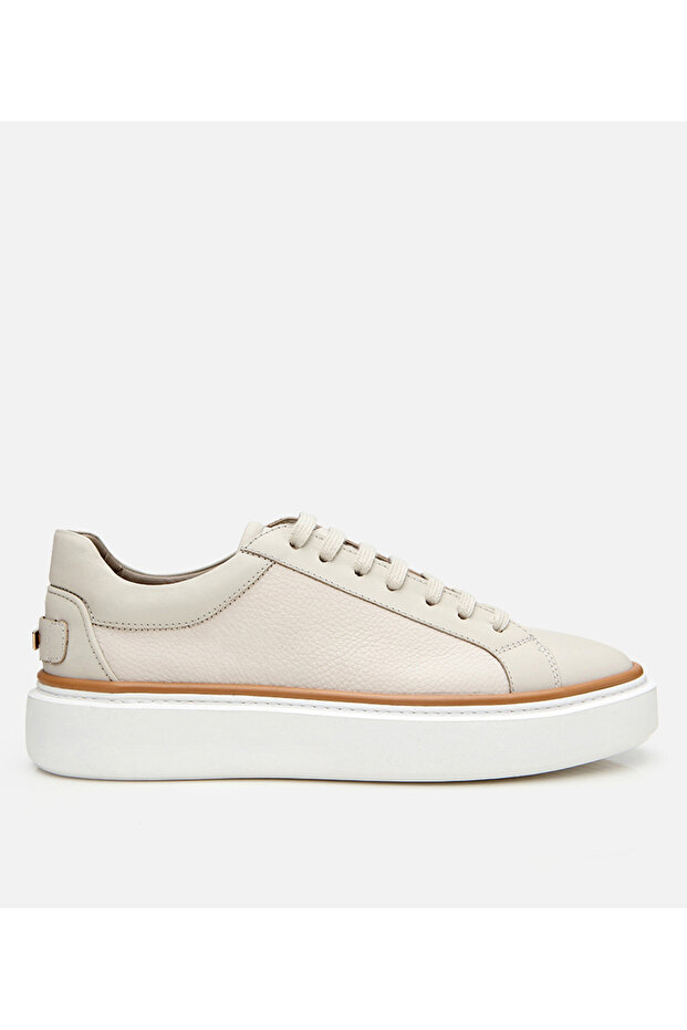 Erkek Deri Bej Hafif Tabanlı Spor Ayakkabı - 1