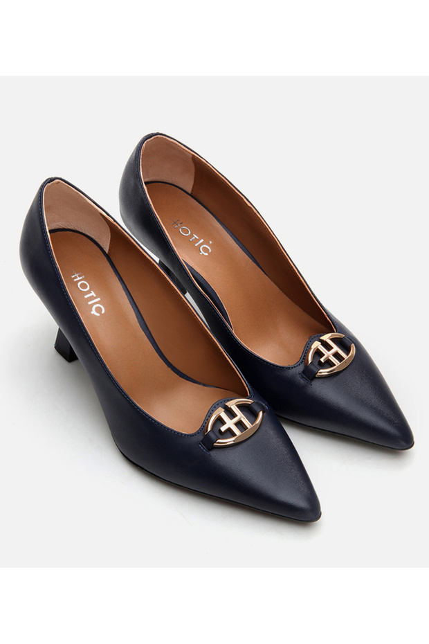 Kadın Deri Lacivert Stiletto - 2