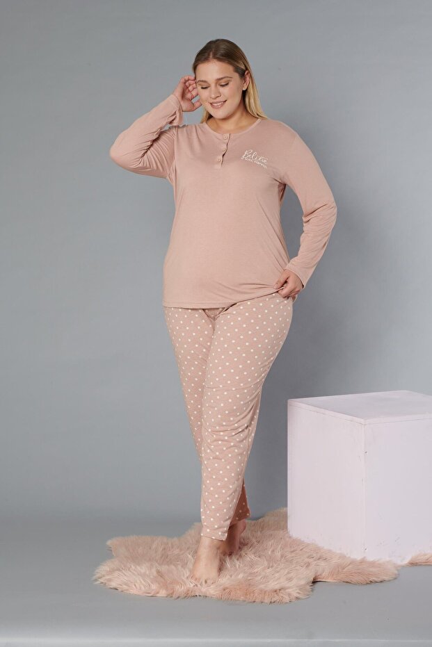 Plus Size Oversized Long Sleeve Pajama Set B09-171
