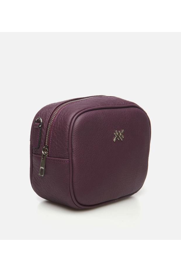 Kadın Deri Mor Mini (Çapraz) Çanta - 2