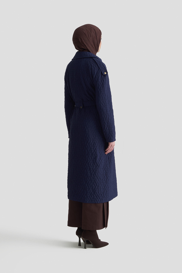 Fermuarlı Astarlı Omuz Apoletli Kuşaklı Kap - 5