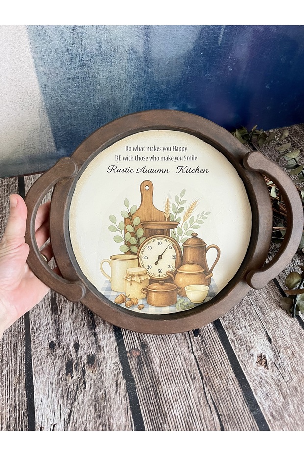 Rustic Patterned Wooden Tray - 3