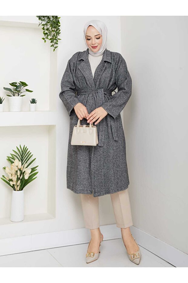 معطف كاجو بنمط الظهر السمكي - 1