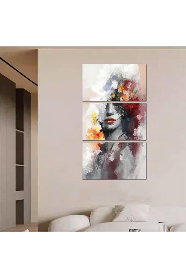 لوحه جداريه مودرن رسمة إمرأه - 24037 - مقسمه ثلاثة قطع