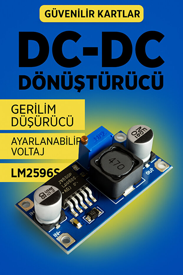 LM2596 Ayarlanabilir 3A DC-DC Step-Down Voltaj Regülatör Kartı 1.23V-30V - 1