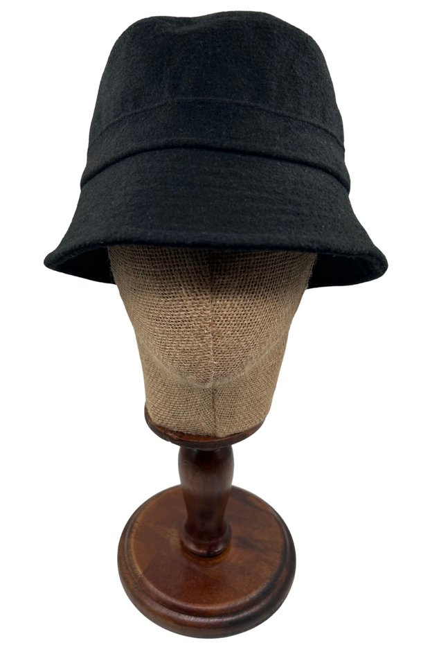 Black Unisex Soft-Textured Thick Bucket Hat Black Cashmere Thick Soft Winter Hat