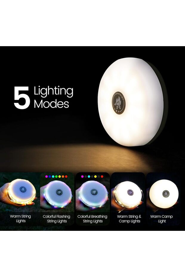 Camping String Lights, 2 in 1 Tangle-Free String Lights with 8 Adjustable Modes, LED Camping Lantern - 3