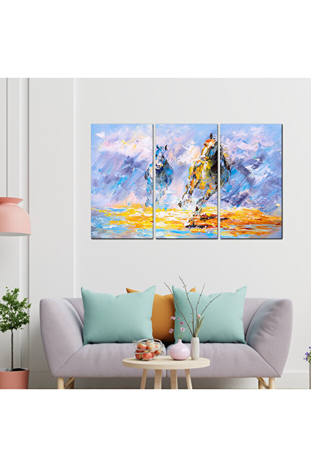 لوحه جداريه - خيول تركض - 21018 - مقسمه ثلاثة قطع