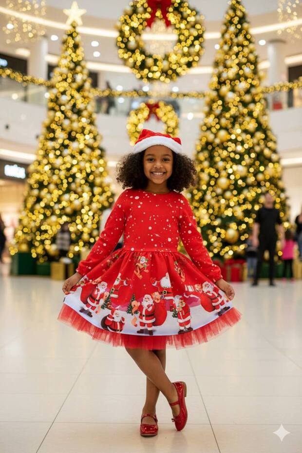 Girl's Christmas Hat Christmas Dress with Hat Lined Dress