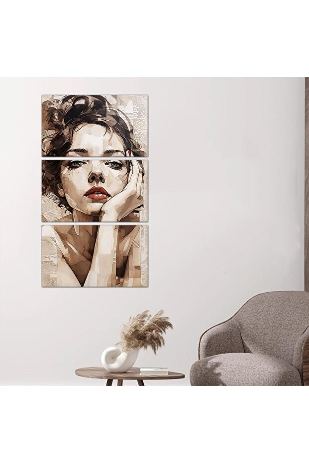 لوحه جداريه رسمة إمرأّه - ٢٤١٥٩ - مقسمه ثلاثة قطع