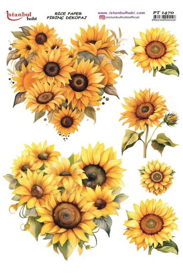 Brass Decopage Paper 30X42Cm Pt-1470 Sunflower