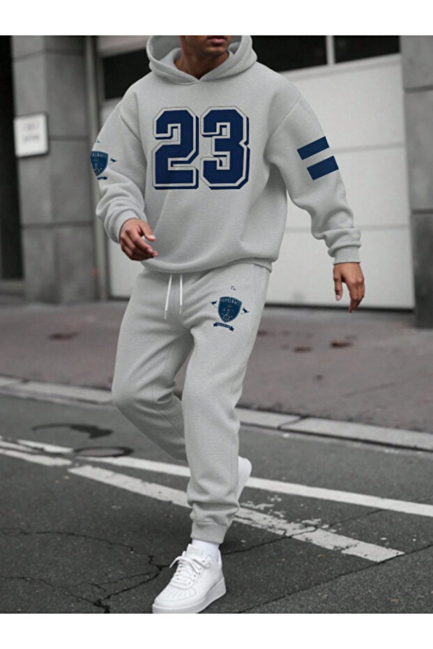 Unisex Printed Hooded Sweat Tracksuit Set