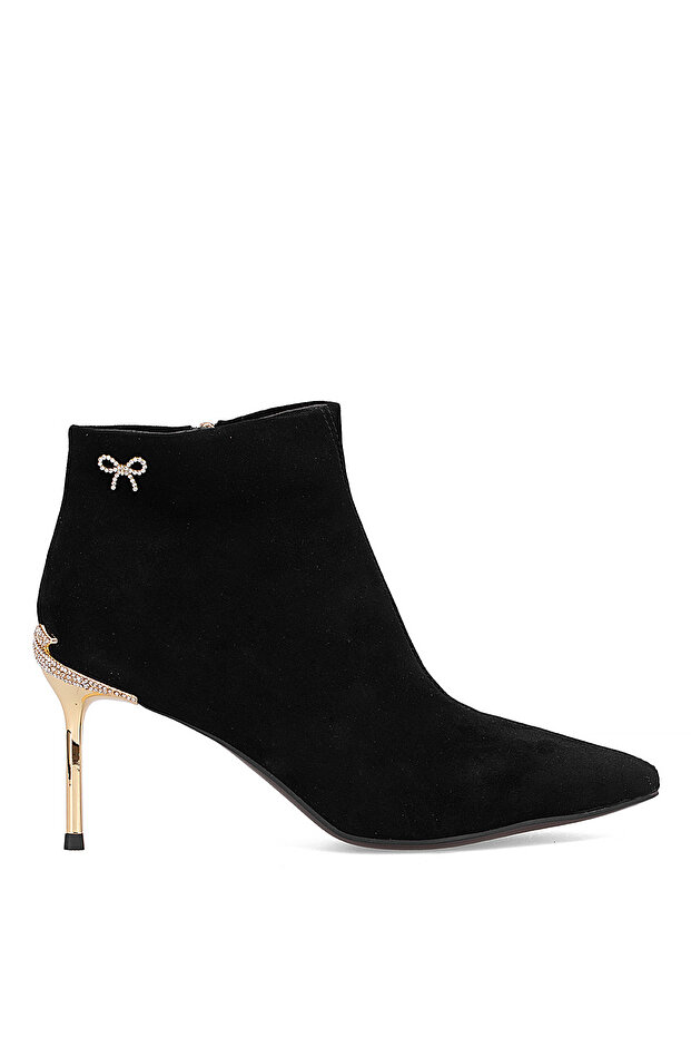 25K417 Women's Genuine Leather Heeled Boots Black