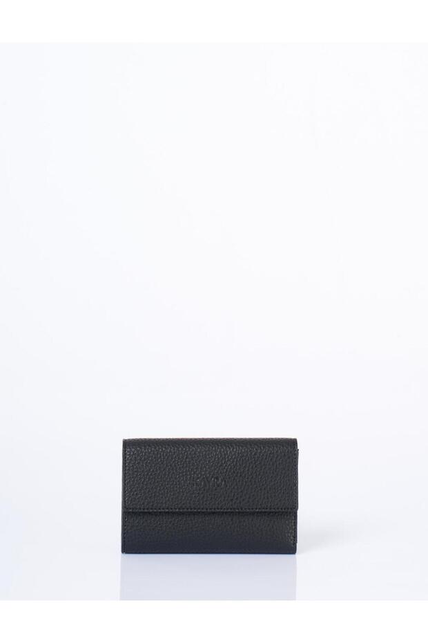 Faux Leather Rectangular Form Wallet Black - 1