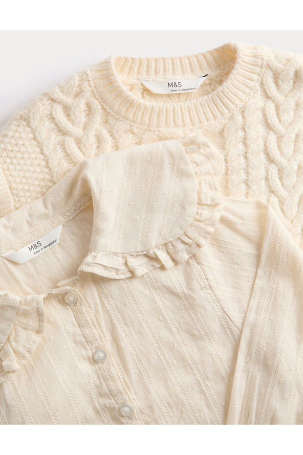 2'li Örgü Süveter ve Gömlek Takımı (2-8 Yaş) - 3