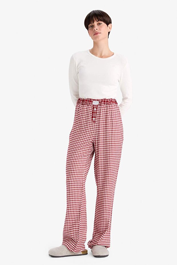 Regular Fit Uzun Kareli Pijama Altı-Fall in Love G0367AX25AU - 3