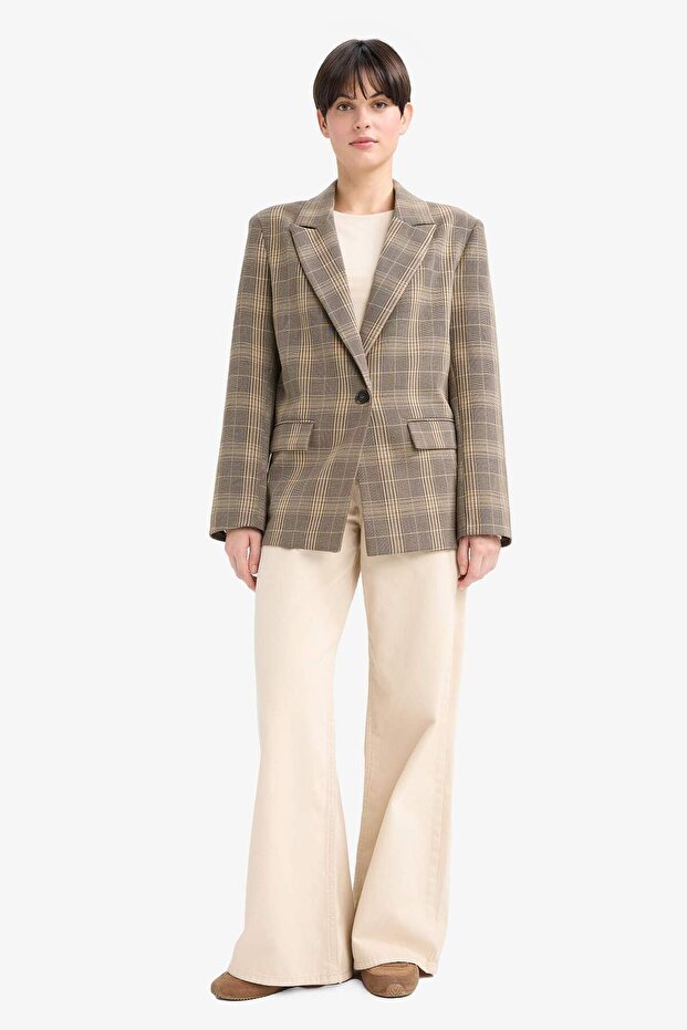 Regular Fit Kareli Blazer Ceket G0678AX25AU - 2