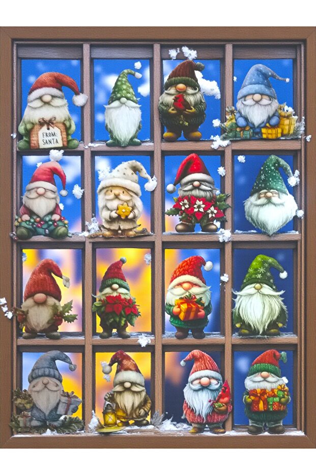 16-Piece Christmas Gnome Sticker Set – Waterproof – 3X4.5Cm – for Gift Wrapping Decoration