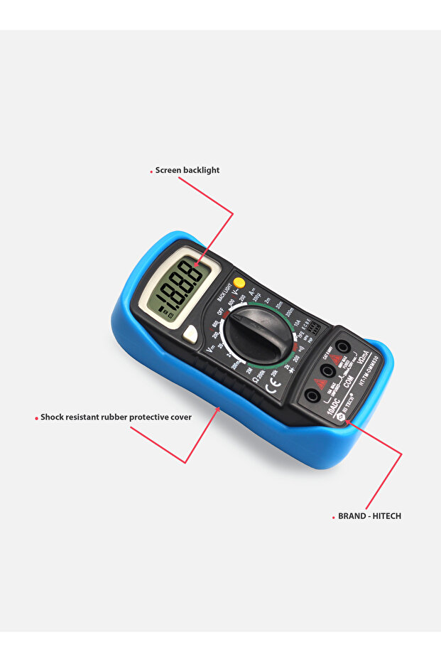 Multimeter - 4000 Counts Sharp LCD Display, Frequency & Capacitance Measurement - 6