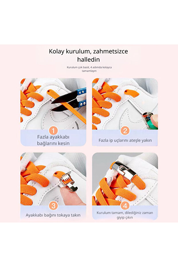 Elastic Shoelaces with Metal Buckle – Easy to Put on & Take Off, Flexible Comfortable Shoelaces (1 Pair) - 3