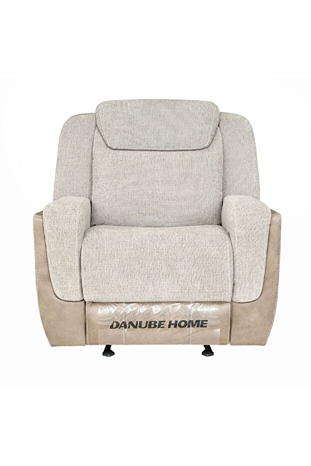 Brixx 1 Seater Fabric Recliner with Glider - Luxurious Light Brown Sofa Chair for Comfort