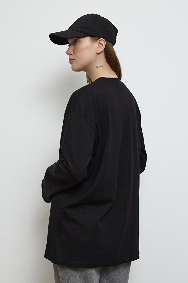 Basıc Sweatshirt Siyah - 4