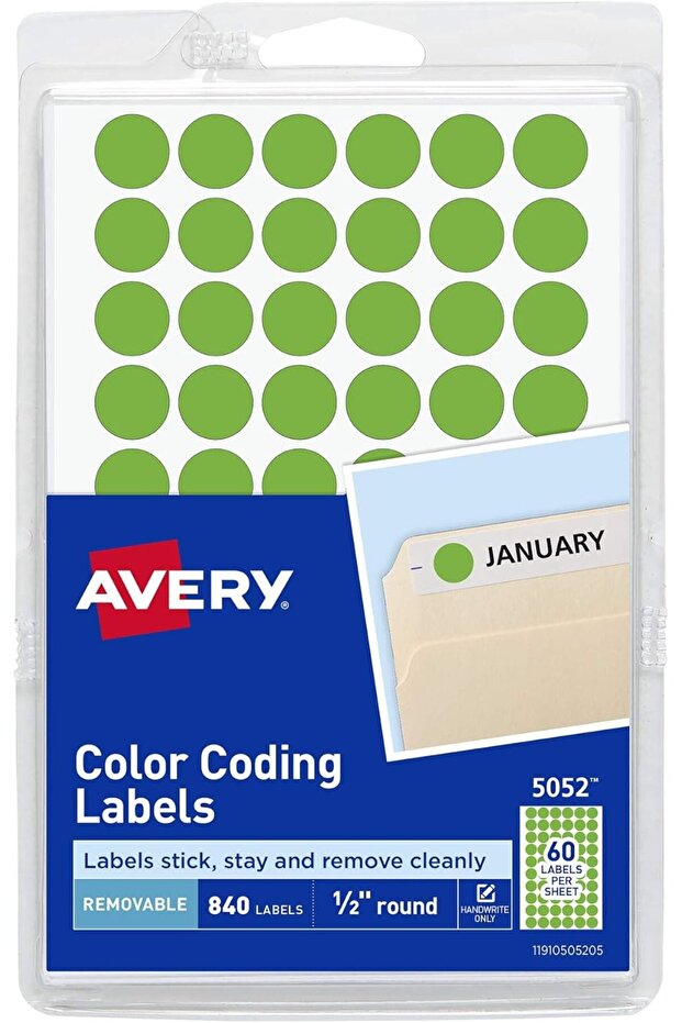 Removable Neon Green Dot Stickers 1/2 Inch, Pack of 840 Round Stickers (5052),Small
