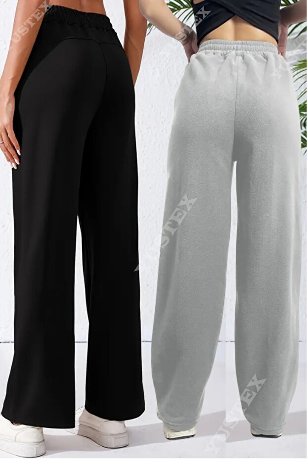 بنطلون رياضي شتوي مزدوج باللونين الأسود والرمادي - 3