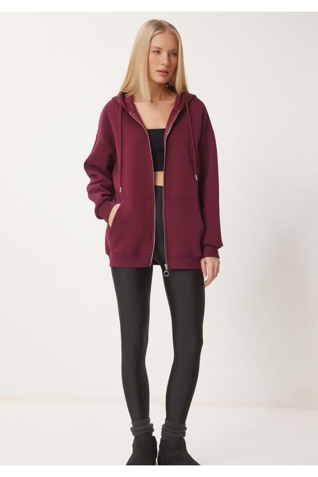 Oversize Kapşonlu Hırka - 2