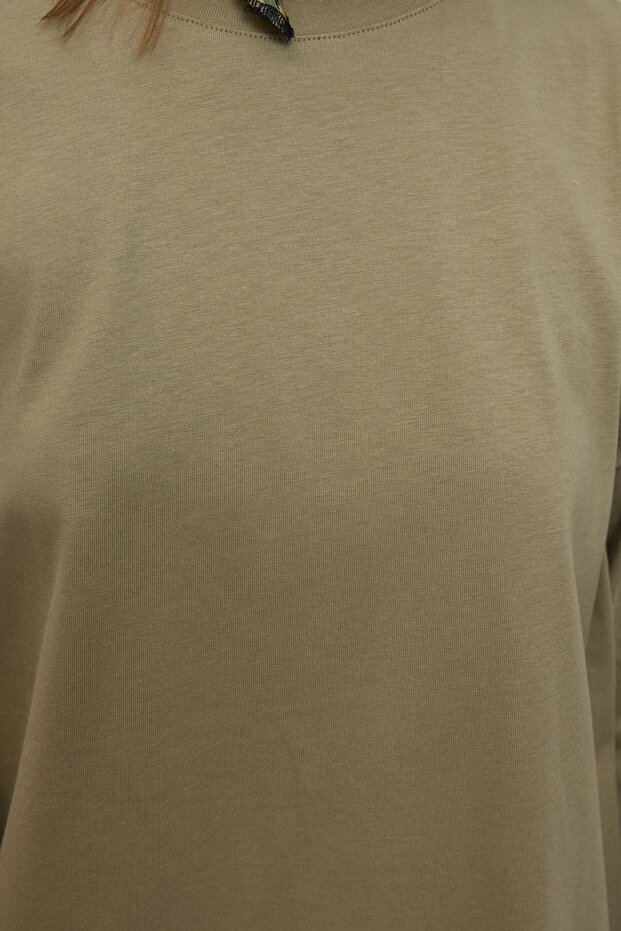 Basıc Sweatshirt Haki - 5