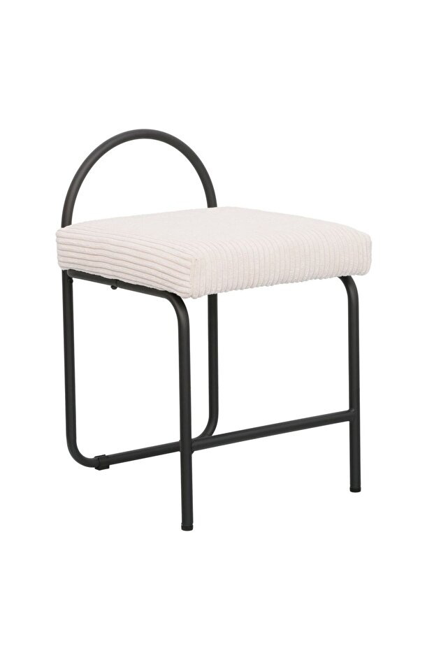 Hanner Stool - Stylish Beige & Black Metal Bar Stool with Fabric Seat, 40.5" Height, 2-Year Warranty