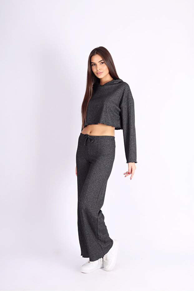 Punta Report široke crne pantalone - 6