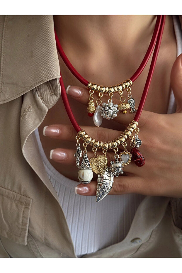 Çoklu Charmlı 2’li Kolye Seti - 2