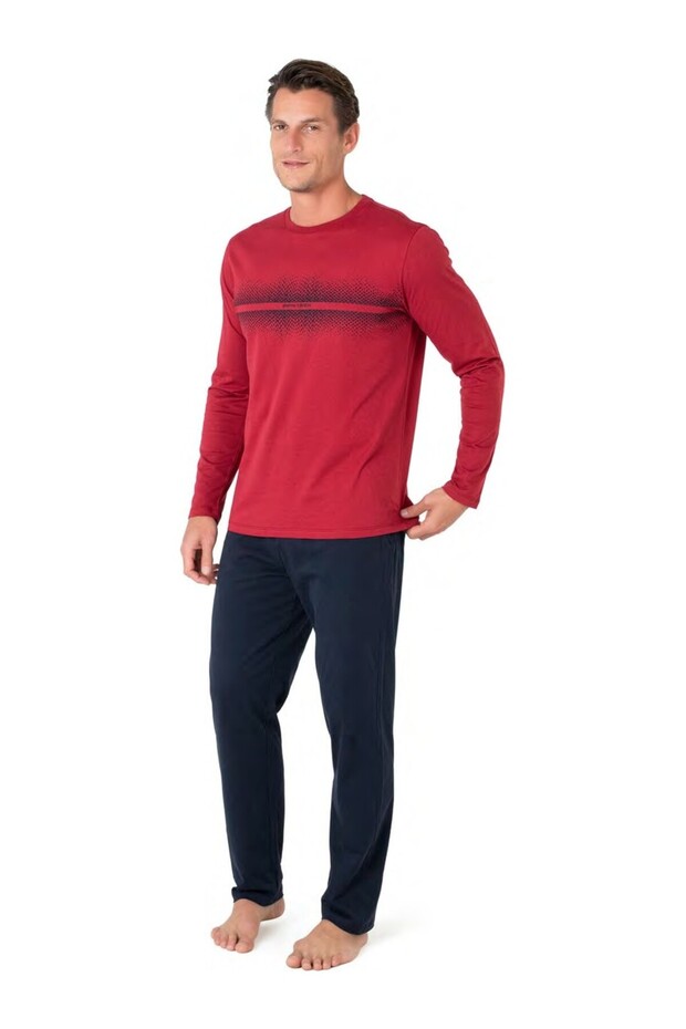 Men's Long Sleeve Crew Neck Pajama Set 6102