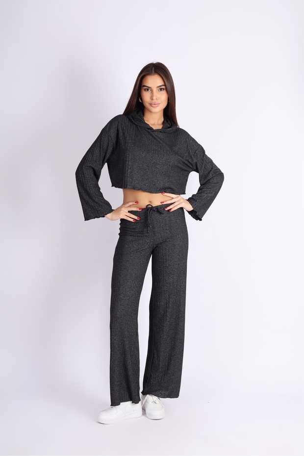 Punta Report široke crne pantalone - 7