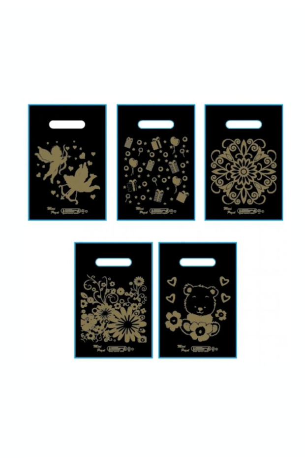 NO-0 1 PAKET Mağaza Poşeti Çizgili Siyah Poşet 100 ADET 1 PAKET Takviyeli Poşet ÖLÇÜ 20X30 - 2