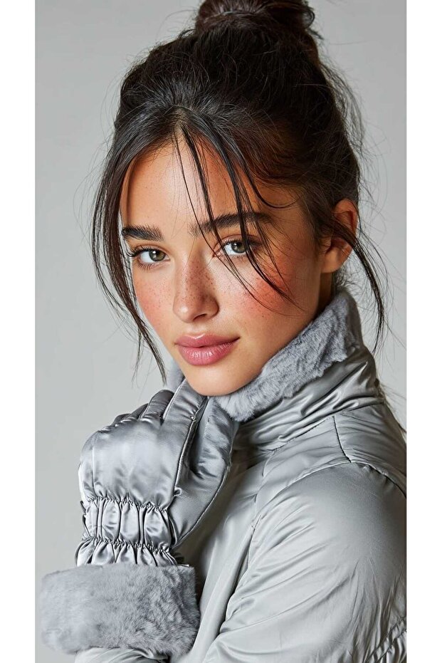 Peluş lu Kapitone Kadın Eldiven - 1