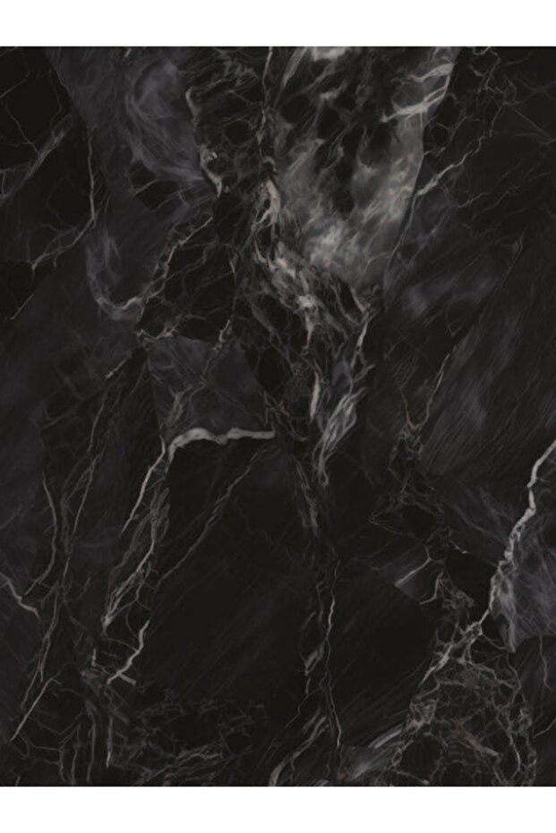 Siyah Mermer Desenli Modern 40x30 CM Zigon Yan Sehpa 8 MM Temper Cam - 4