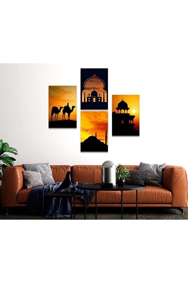 أربع لوحات خشبية mdf بتصميم اسلامي