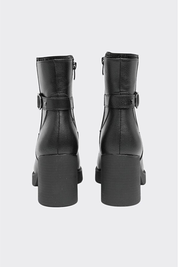 Hakiki Deri Kalın Topuk Kadın Bot - 4