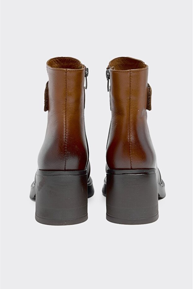 Hakiki Deri Kalın Topuklu Kadın Bot - 4