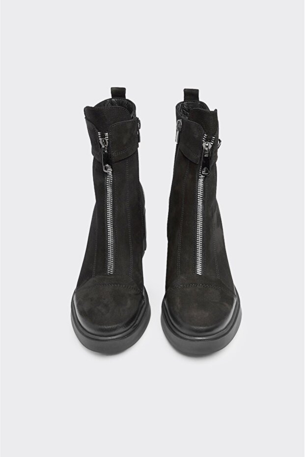 Hakiki Deri Fermuarlı Kadın Bot - 3