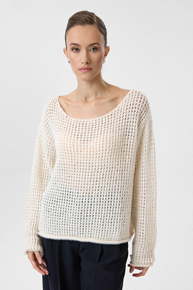 Ajurlu Oversize Triko - 1