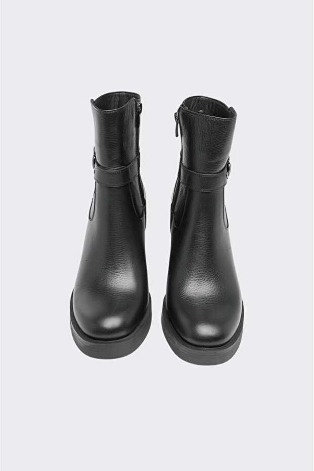 Hakiki Deri Kalın Topuk Kadın Bot - 3