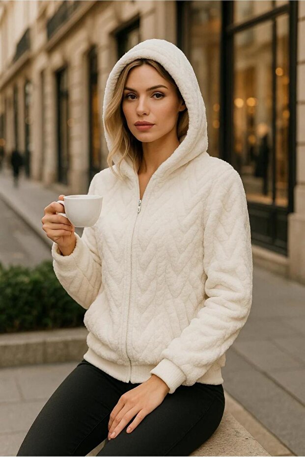 Kürk detay örme ceket - 1