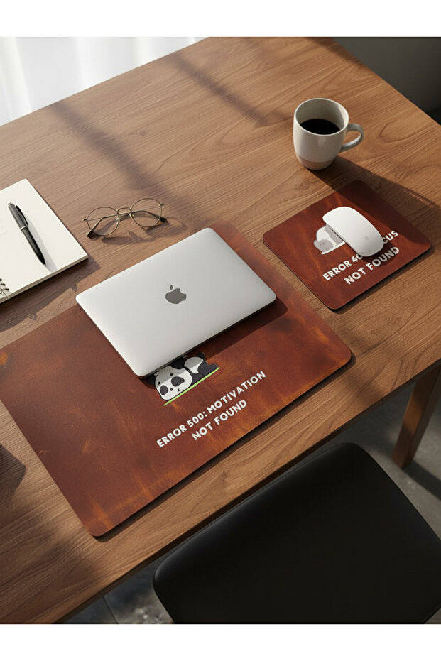 Genuine Leather Brown Laptop & Mouse Pad Set – “Error 500: Motivation Not Found” Edition | Premium